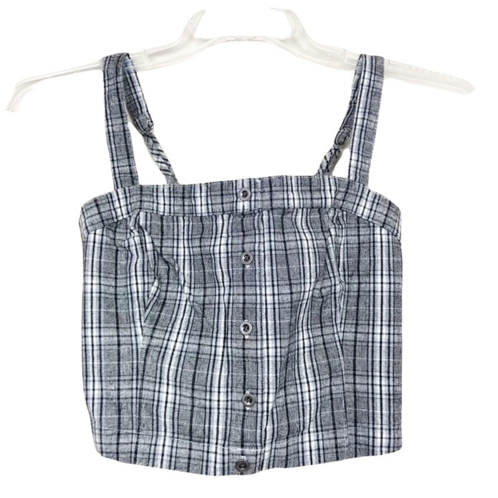 Hollister Gray Plaid Cropped Tank Top Sz S